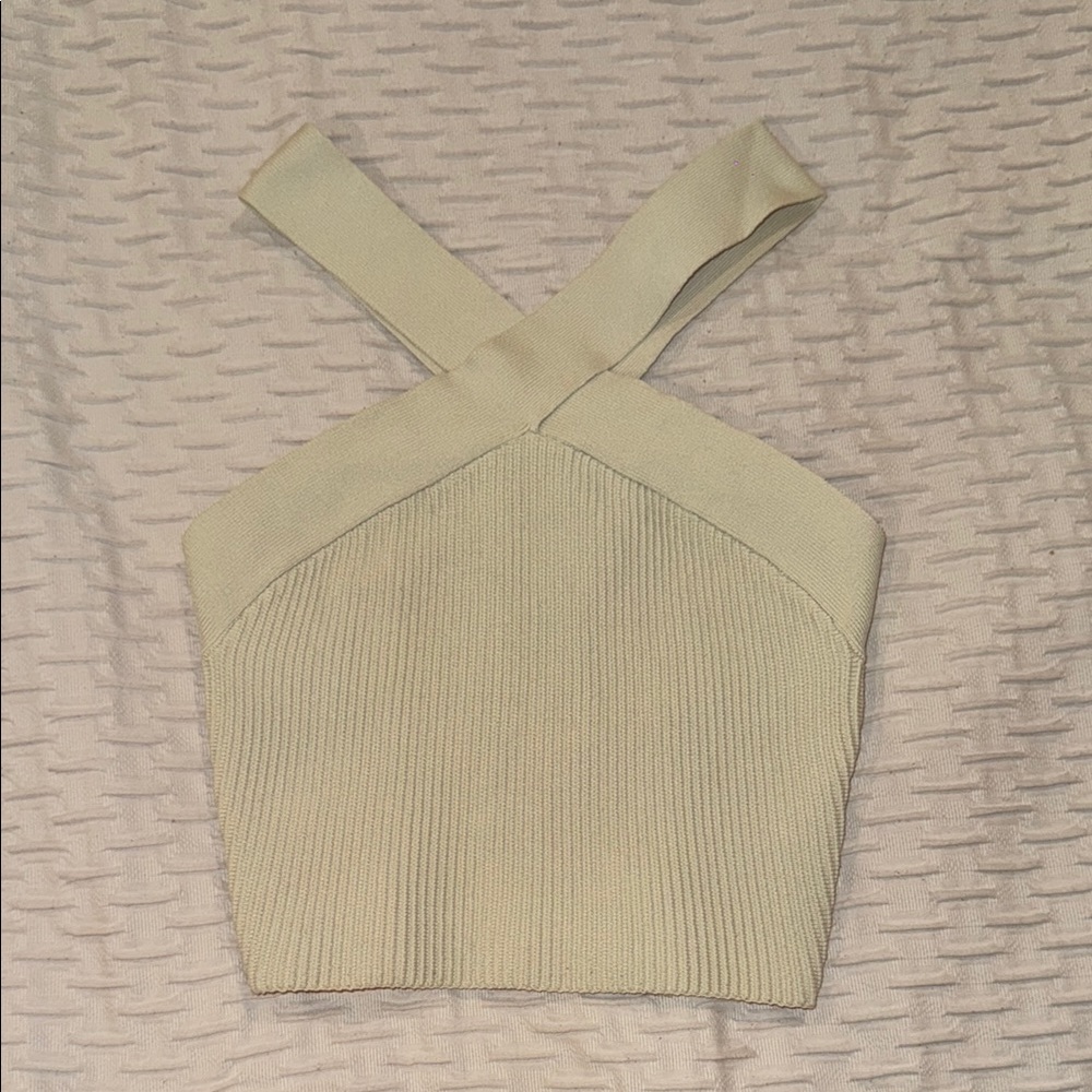 Aritzia Elegant Cream Cross-Strap Women's Top